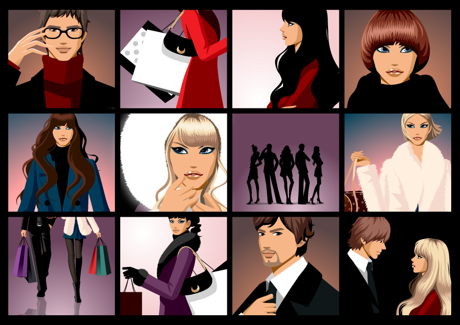 closeup of men and women vector fashion