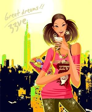 beautiful female fashion trend vector