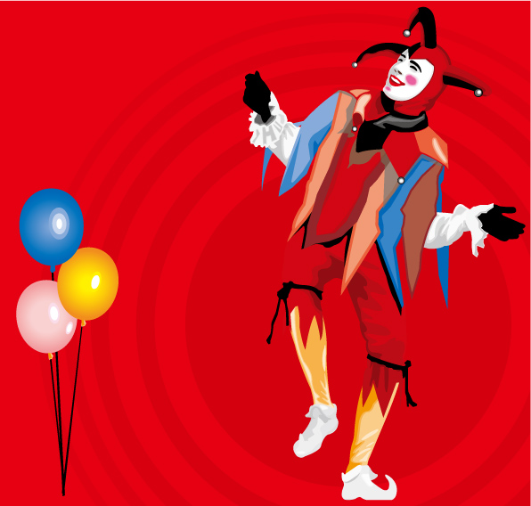 balloons and clown vector