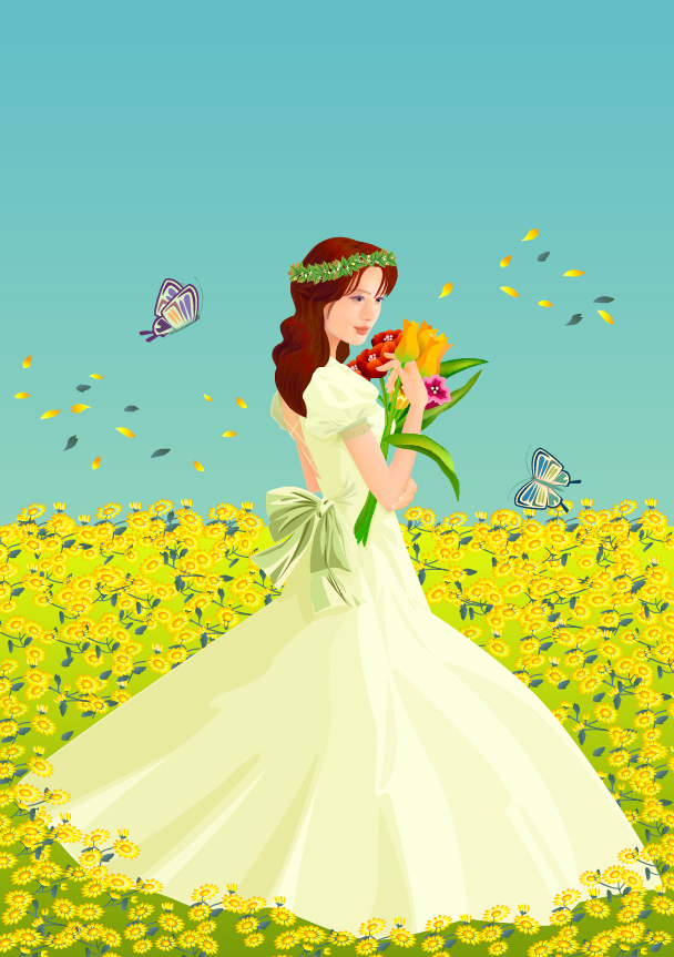 the bride flowers vector