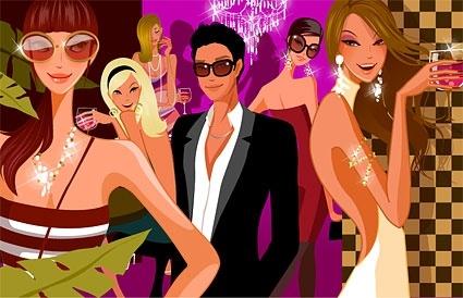 party attractive men and women vector fashion