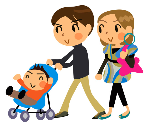 cartoon a family of three vector