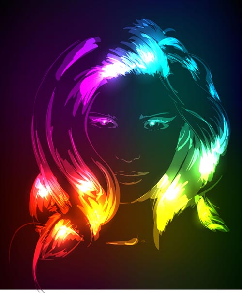 beauty bright line drawing vector