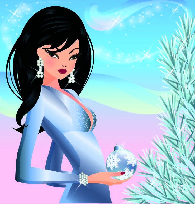 four seasons beauty cartoon 01 vector