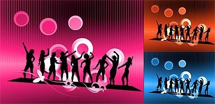 carnival characters in silhouette vector