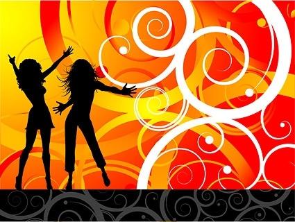 the trend of female characters silhouette vector party