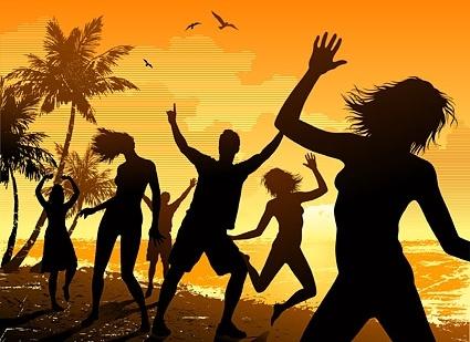 seaside carnival figures silhouette vector