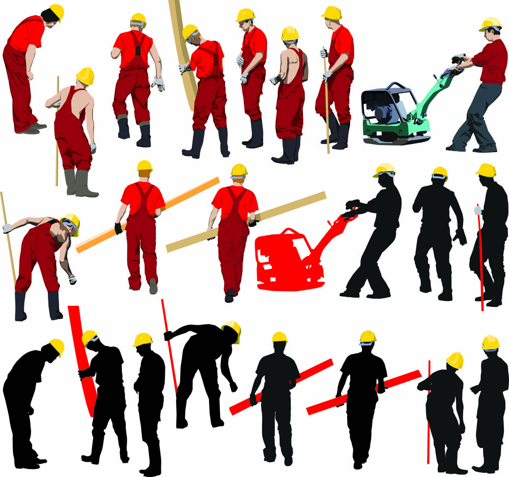 workers with the silhouette image 04 vector