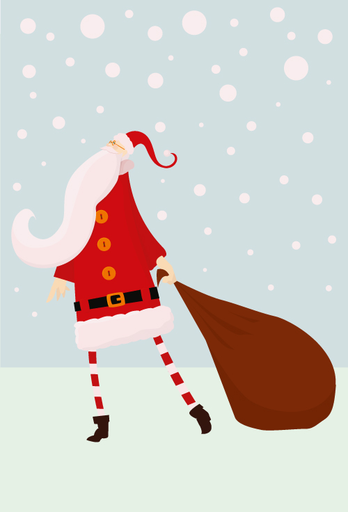 santa claus and gift bags vector