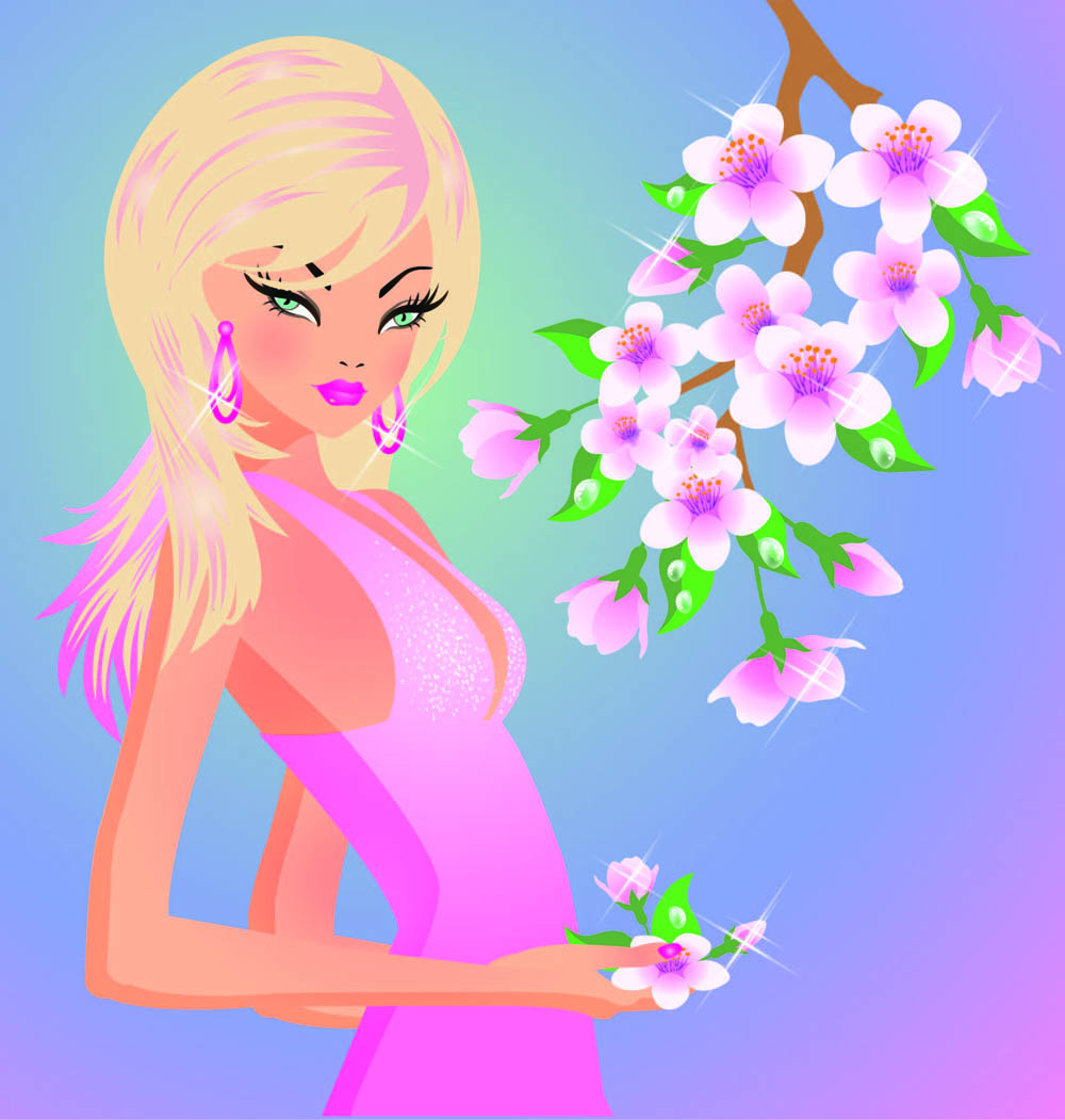 cartoon four seasons beauty 02 vector