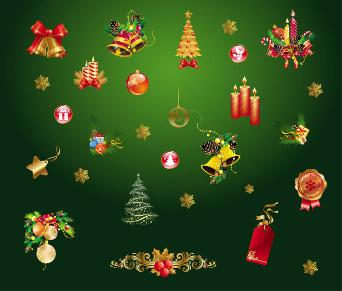 gold christmas decorative elements vector