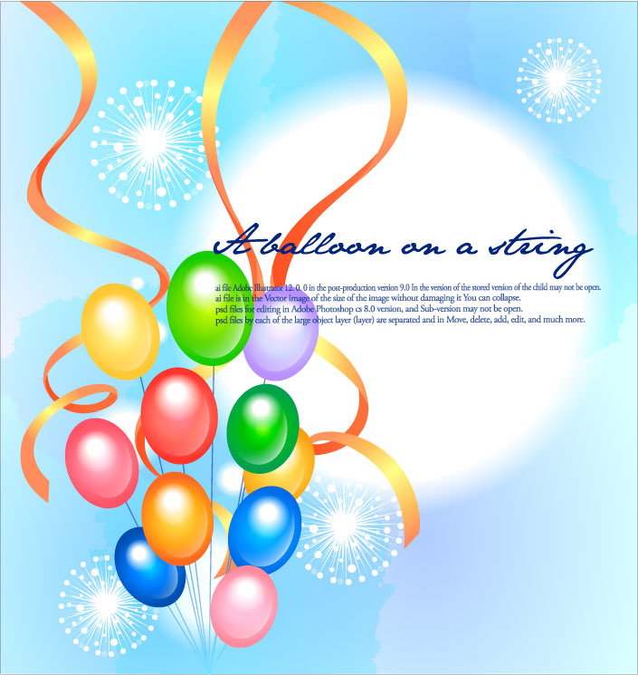 colorful ribbon balloon festival fireworks background vector 2