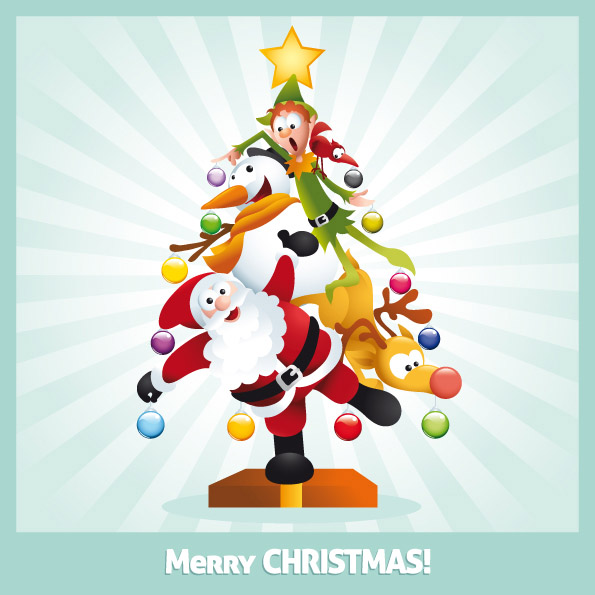 several cute christmas theme vector