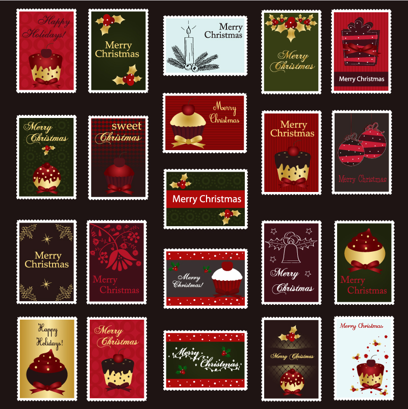 vector christmas stamps