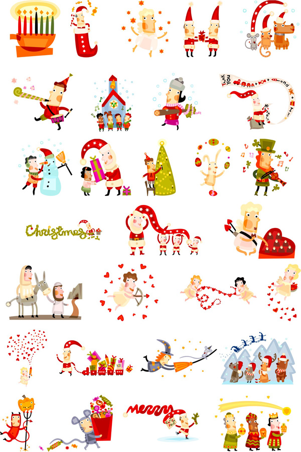 cute christmas characters vector