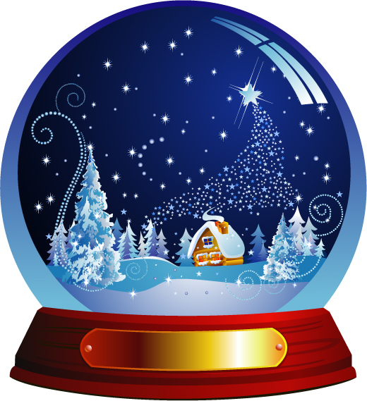 christmas crystal ball and sales tag vector