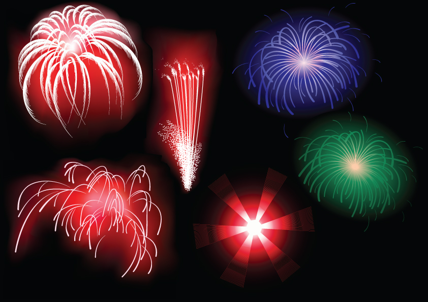 5 dazzling fireworks vector