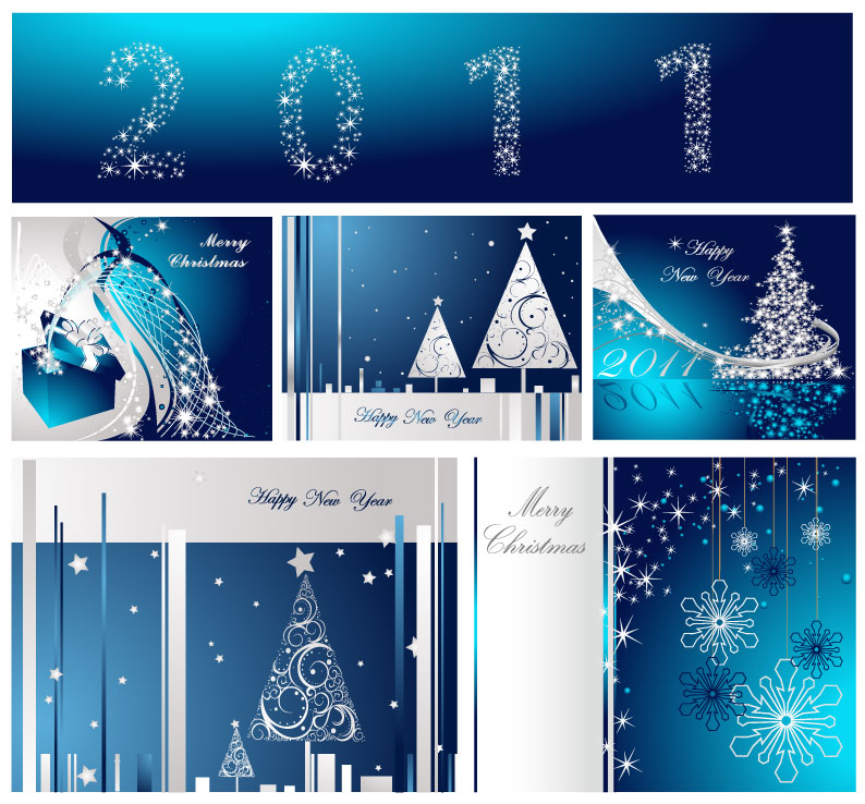 blue christmas postcard template vector