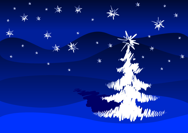 handpainted strokes christmas tree vector