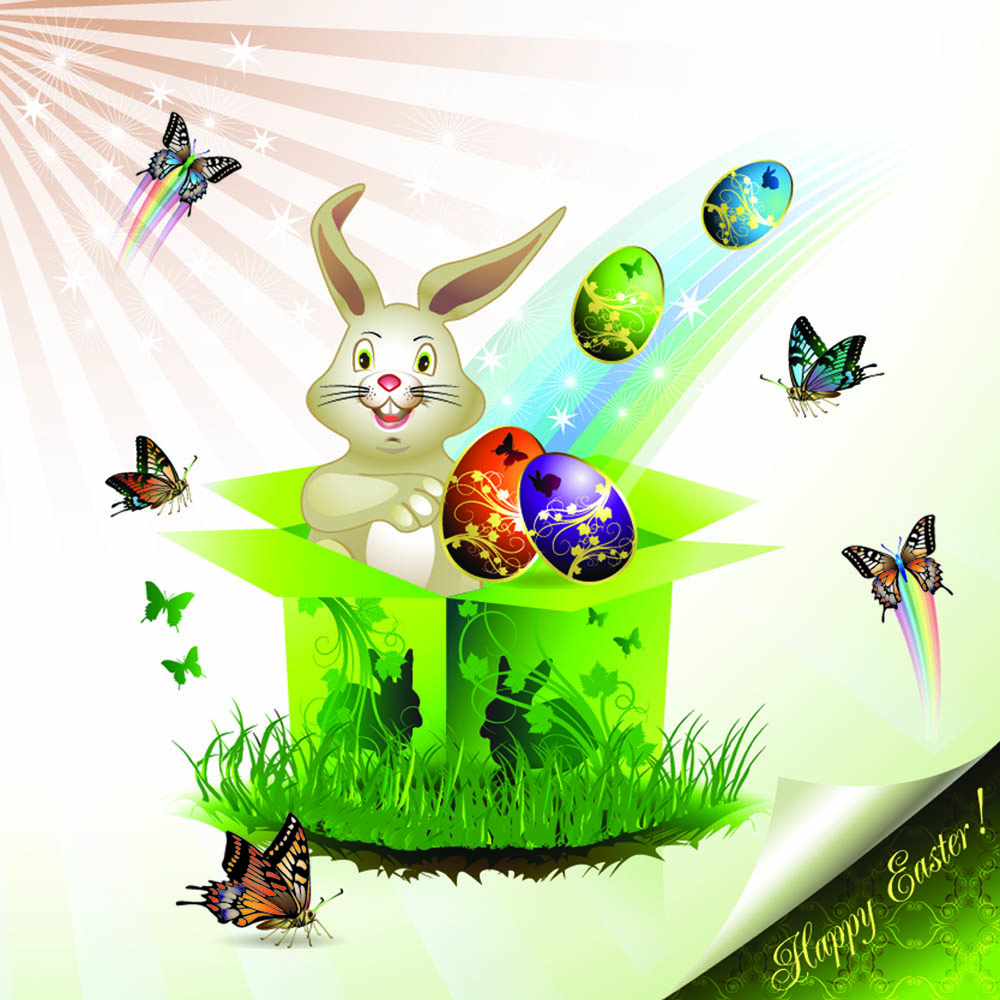 easter cards and decorations butterfly eggs 02 vector