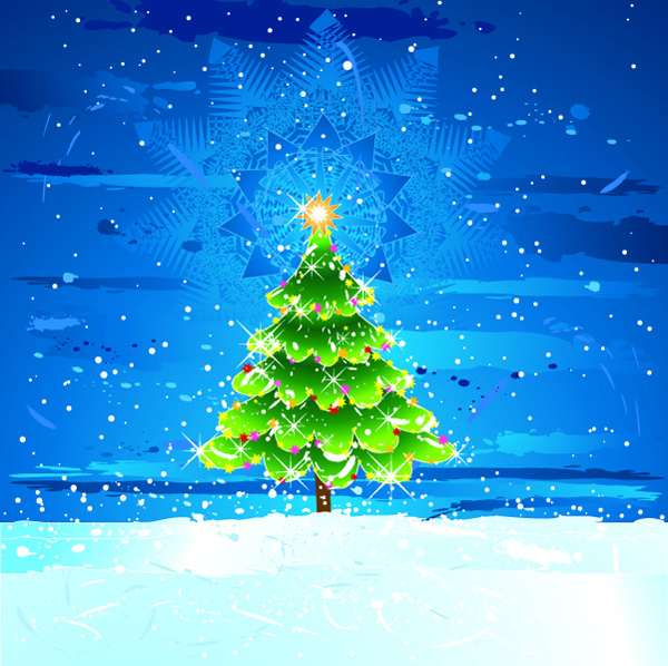 snow christmas tree vector