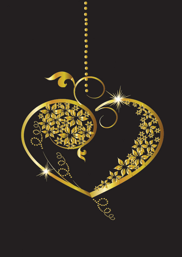 gold heartshaped pendant vector