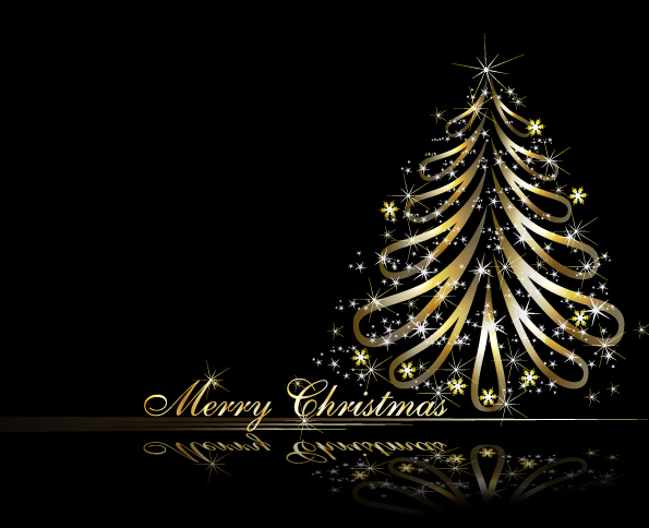 golden christmas tree vector