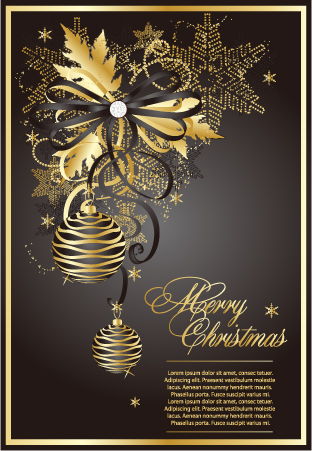 golden christmas theme vector 3