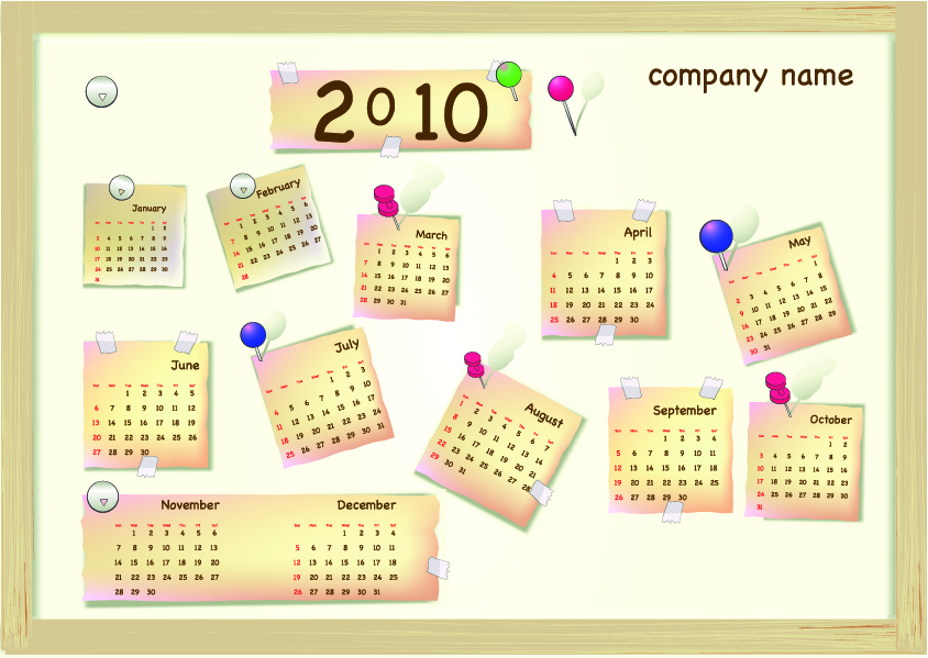 calendar year 2010 vector lovely