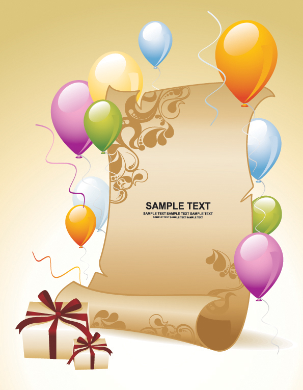 balloon gift paper background vector