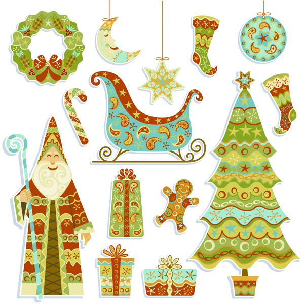 green cartoon christmas element vector