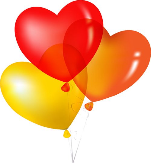 romantic heartshaped balloons vector