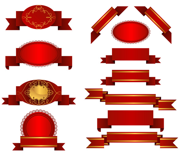 several red ribbon streamers vector