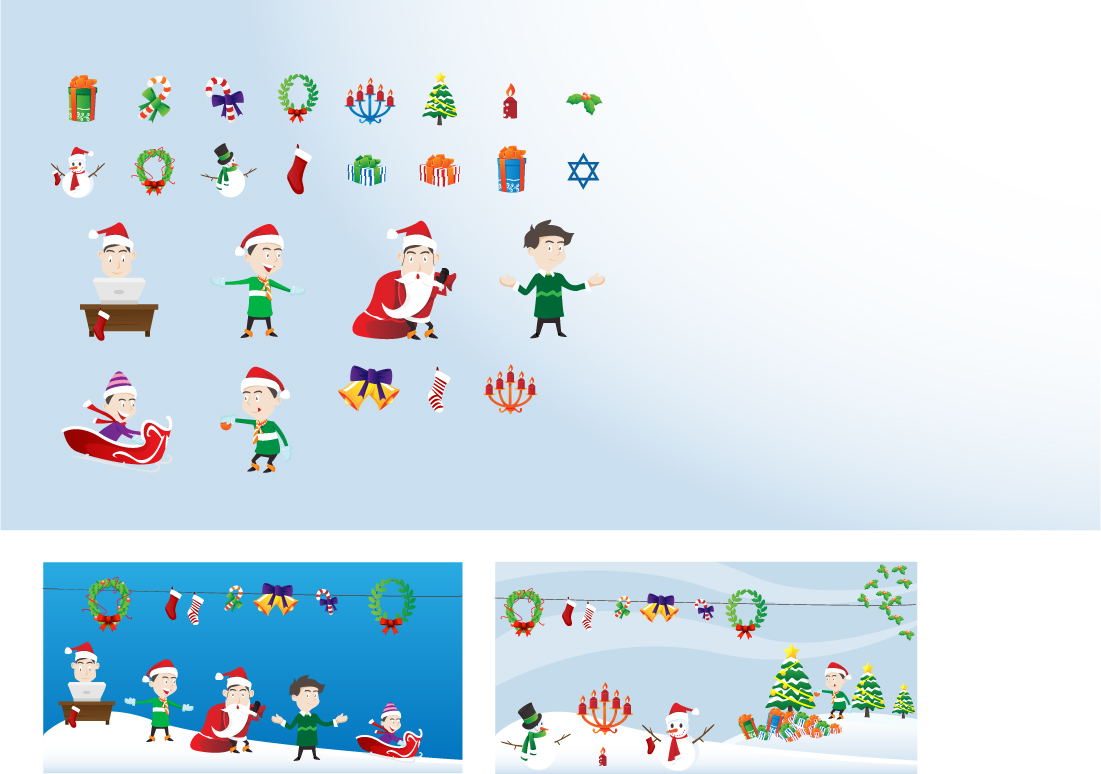 lovely christmas element vector and scenes