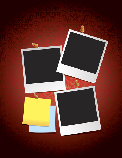 red ribbon and the polaroid photo vector