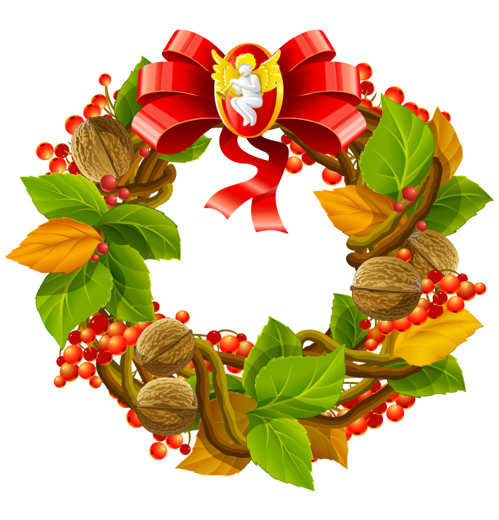 christmas wreath cool texture vector 2