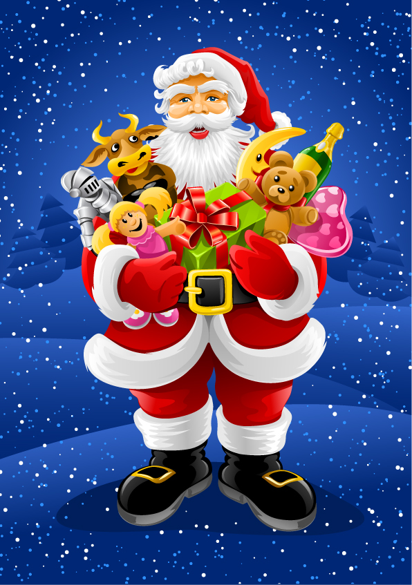 vector santa claus holding gifts