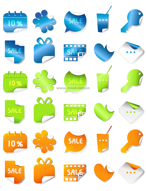 lovely threecolor stickers vector angular