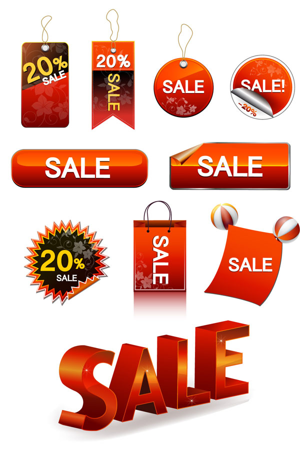 vector sale discount tag button