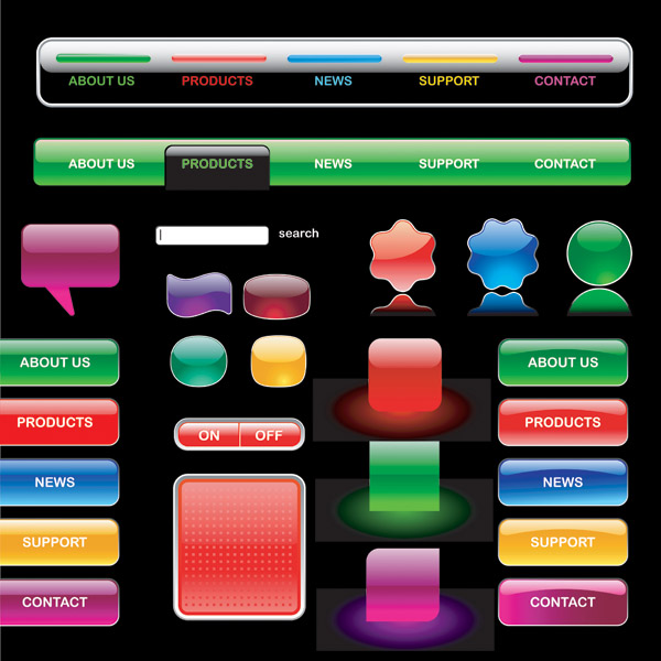 crystalstyle web buttons vector 1