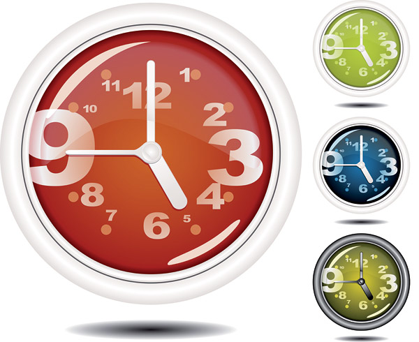 round clock icons modern colored design stylized numbers