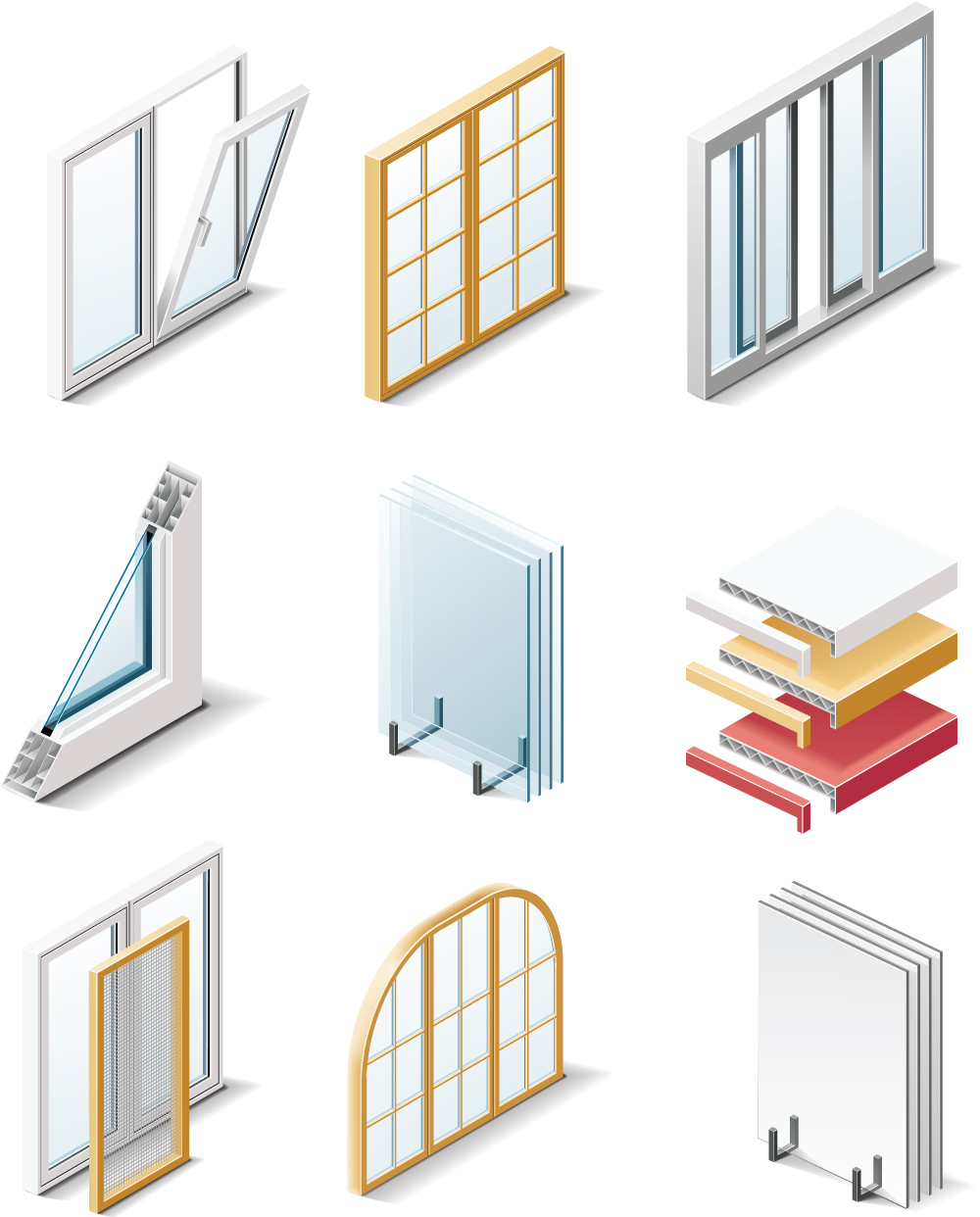 fine doors and windows icon vector