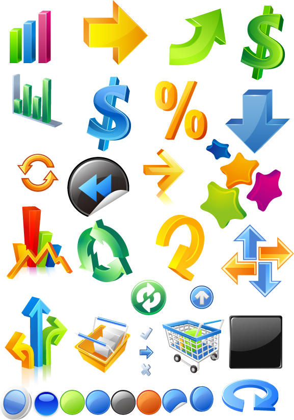 threedimensional icon vector symbols