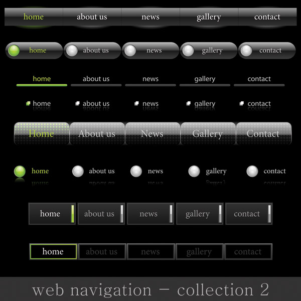 site navigation and buttons vector