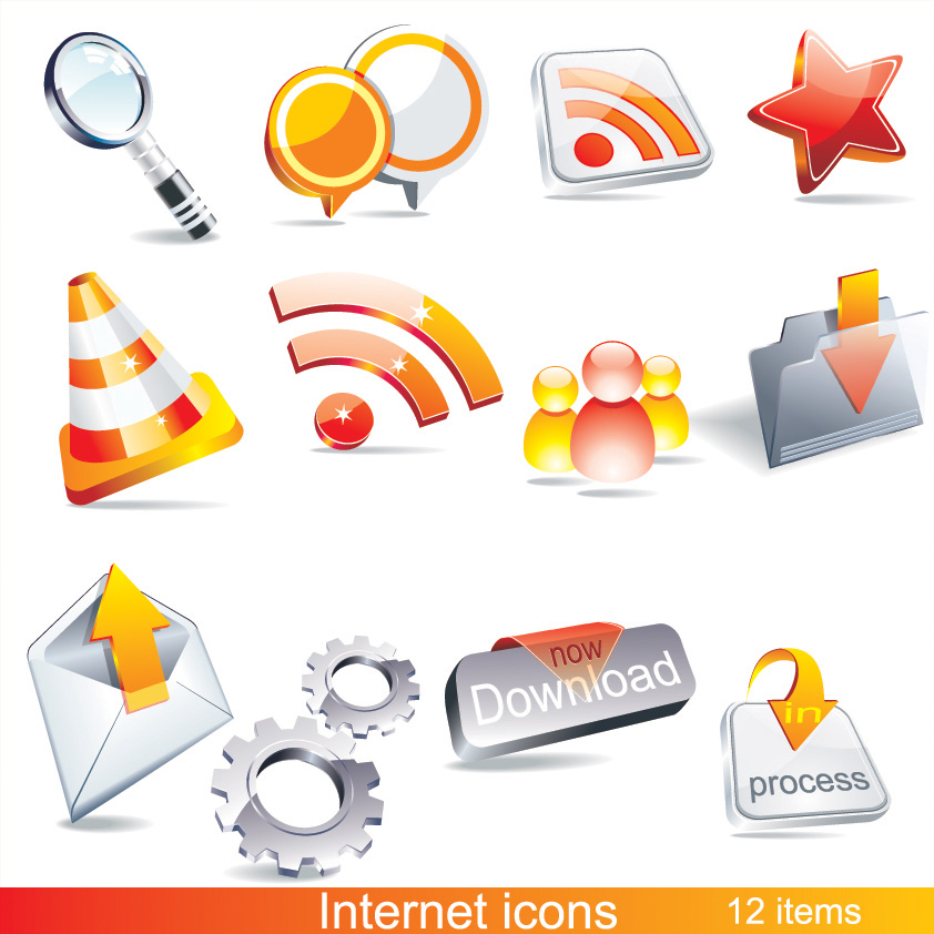 2 sets of beautiful 3d icon vector