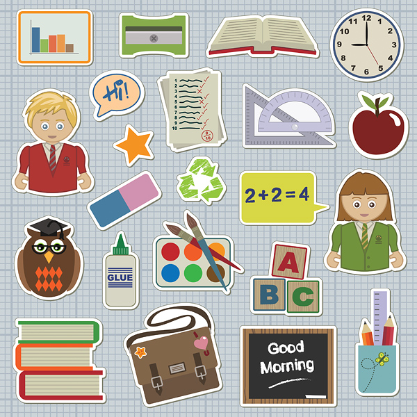 school students theme icon vector