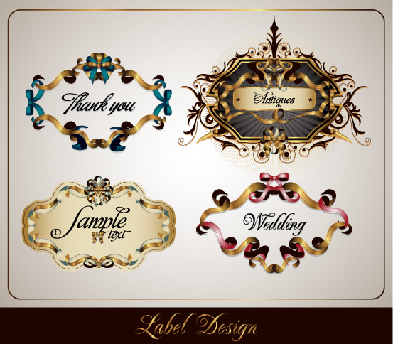 ribbon vector 3 theme label