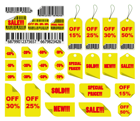 yellow sales tag vector