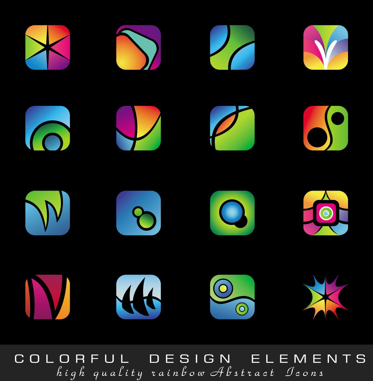 exquisite colorful icons vector