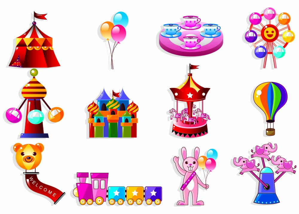 cute cartoon icon playground 01 vector